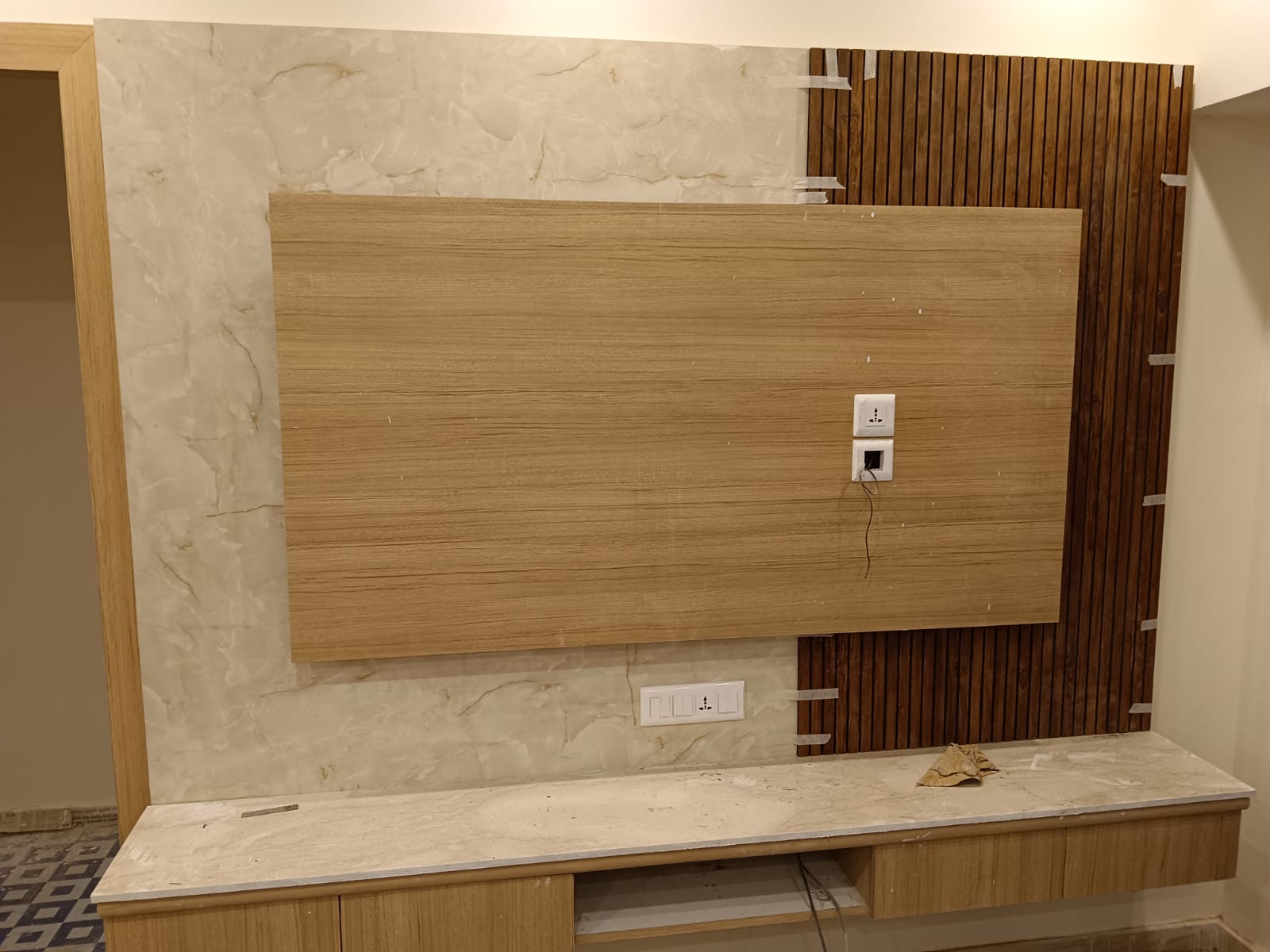 Raw finishes and details coming together on a wall panel